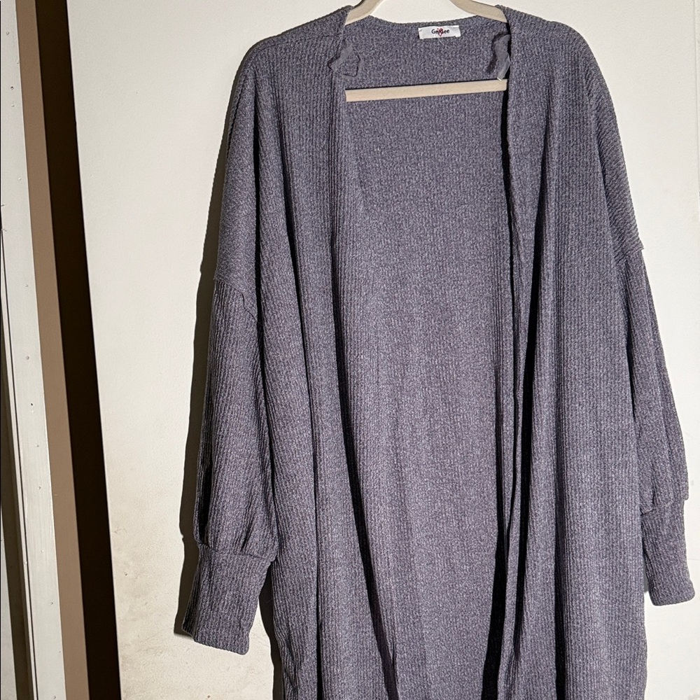 Gray Open-Front Cardigan